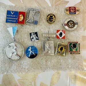 VTG Lot Of 12  Badges Pins Medals Soviet Era USSR boxing Championship